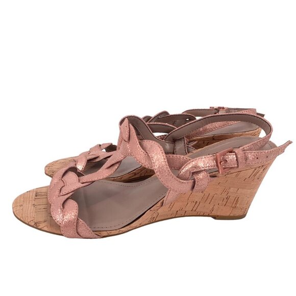 Donald Pliner Jooli Wedge Sandals Womens 6.5 Rose Gold Pink Metallic Summer - Picture 3 of 8